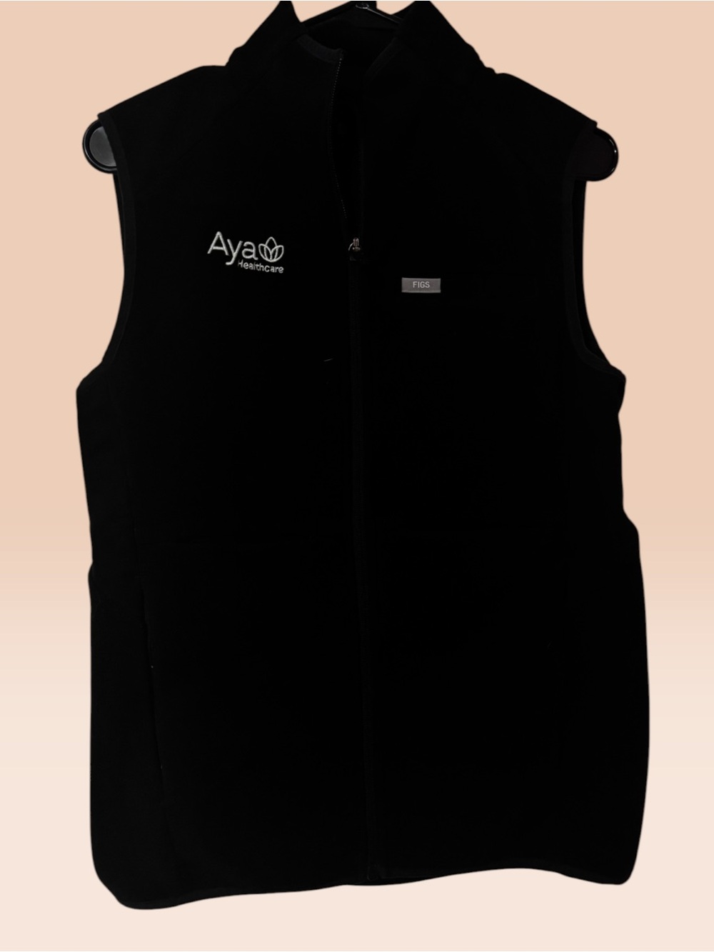 🖤 FIGS Black Fleece Vest – Size Small – Aya Healthcare